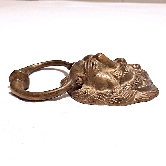 Vintage Brass Lion Head Door Knocker - Size: 7.25" x 4.25" - Picture 6 of 8